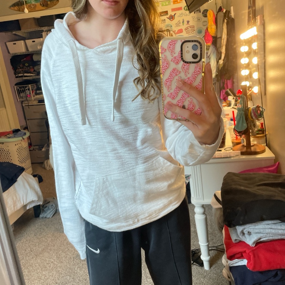 white sweatshirt